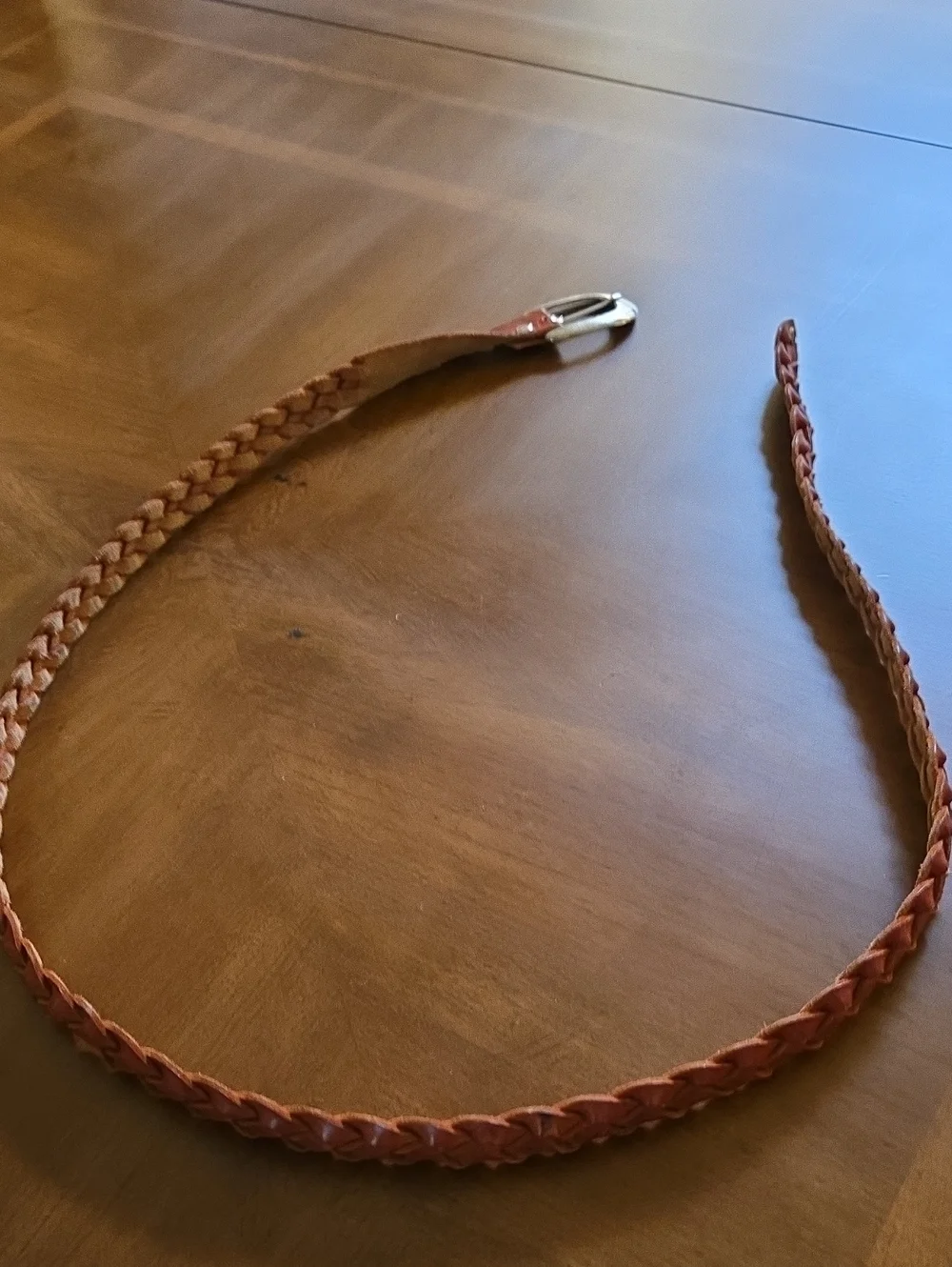 Braided Leather Women Belt - Chestnut Brown - Picture 2 of 6